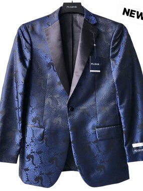 40R Dinner Jacket Blue Paisley Formal Polyester Slim Fit Jos A Bank Mens New Nwt